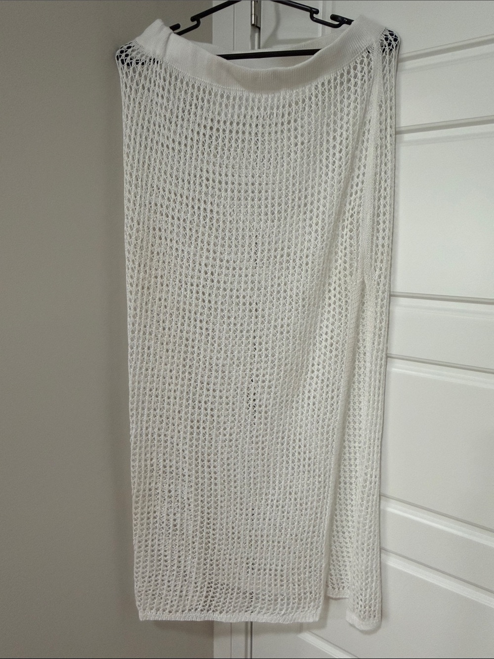 FashionNova White Open-Knit Maxi Skirt Summer Beach Size XL